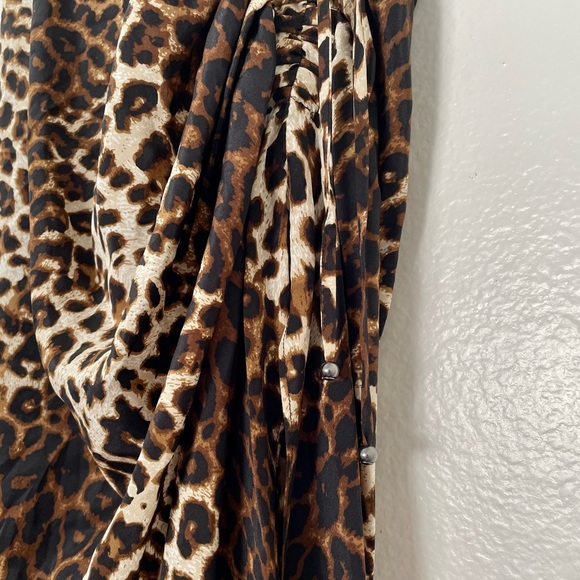 Veronica Beard Ari Silk Animal Print Side Ruched Midi Skirt - Picture 11 of 12